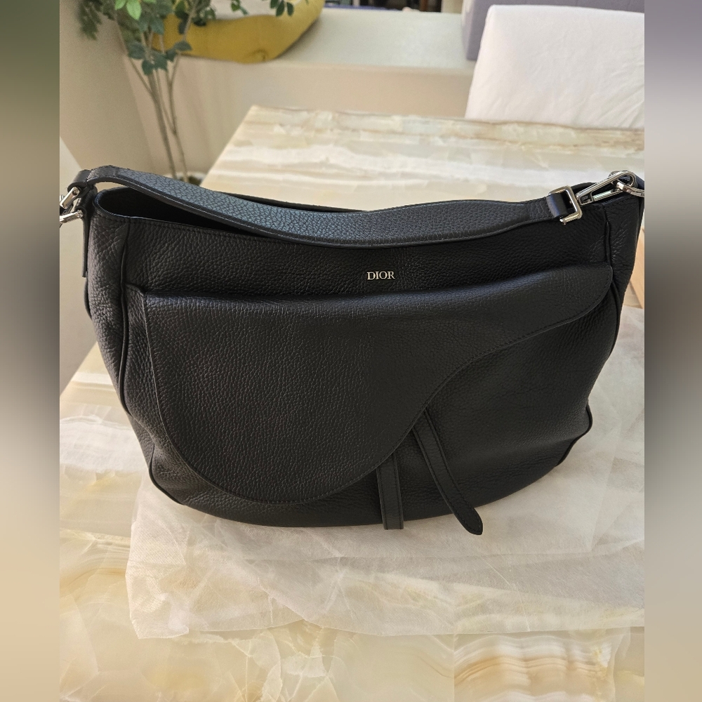 Christian Dior Saddle Soft 2way Hand Shoulder Bag Leather Black